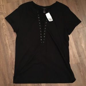 Forever 21 black lace up top